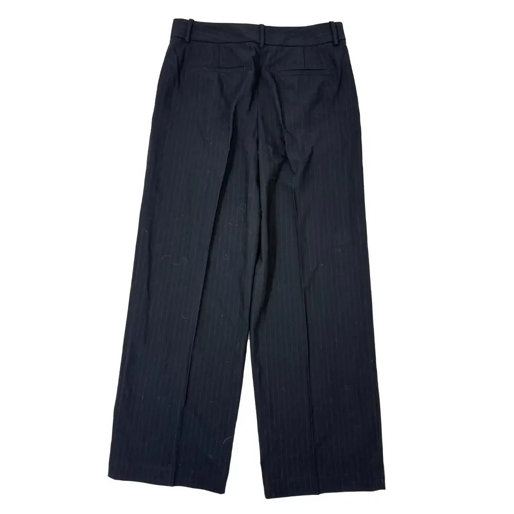 MADEWELL Slouchy Straight Pant 6 Dark Navy Stripe Dress Career Work NWT B56